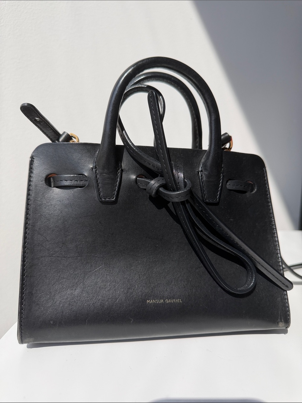 Mansur Gavriel Black Leather Structured Mini Bag